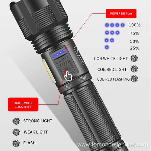 Waterproof Aluminum Rechargeable Torch Tactical Flashlight